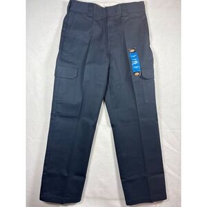 Dickies Mens Cargo Work Pants 32x32 Relaxed Fit Navy Blue Polyester/Cotton